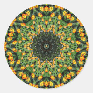 Sticker Rond Belle Lantana orange et jaune Kaleidoscope 3