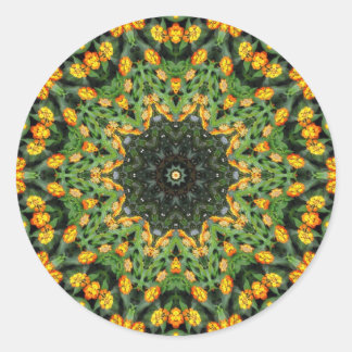 Sticker Rond Belle Lantana orange et jaune Kaleidoscope 3