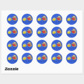 Sticker Rond Belle Lecture Livres Bibliothèque Enfants Dessin (Feuille)
