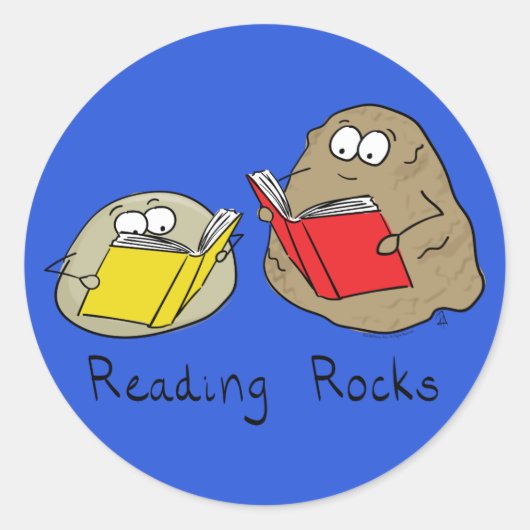 Sticker Rond Belle Lecture Livres Bibliothèque Enfants Dessin (Devant)