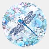 Sticker Rond Belle libellule bleue (Devant)