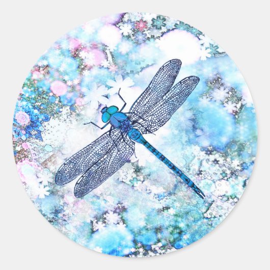 Sticker Rond Belle libellule bleue (Devant)