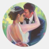 Sticker Rond Belle mariée et Mariage de chambre (Devant)