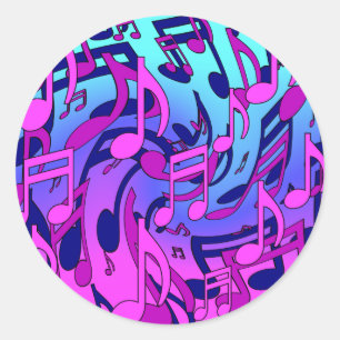 Sticker Rond Belle Musique Colorful Motif musical animé