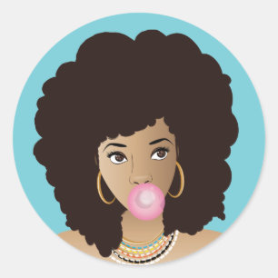 Sticker Rond Belle Naturelle Pink Bubblegum, Bleu