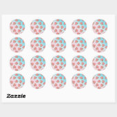 Sticker Rond Belle pastèque d'été motif pastel rose & bleu (Feuille)