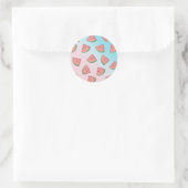 Sticker Rond Belle pastèque d'été motif pastel rose & bleu (Sac)