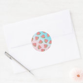 Sticker Rond Belle pastèque d'été motif pastel rose & bleu (Enveloppe)