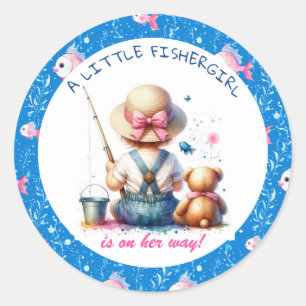 Sticker Rond Belle pêche à thème Baby shower de fille