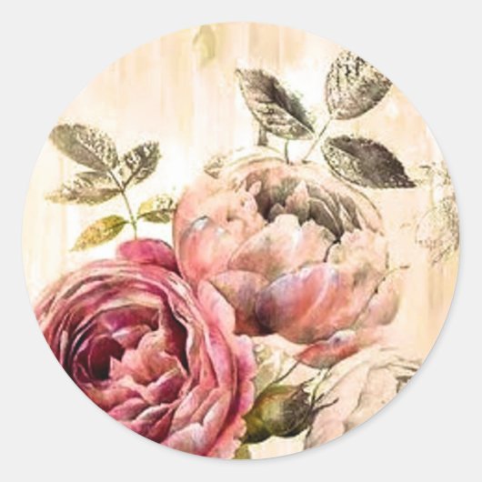 Sticker Rond Belle peinture florale victorienne (Devant)