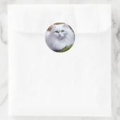 Sticker Rond Belle peinture Fluffy Cat (Sac)