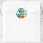 Sticker Rond Belle plage de tortues de mer (Sac)