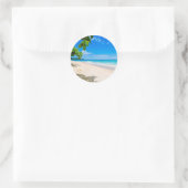 Sticker Rond Belle plage tropicale ensoleillée Photo (Sac)