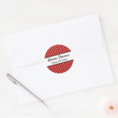 Sticker Rond Belle Polka Blanc Rouge Point Anniversaire (Enveloppe)
