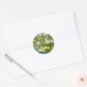 Sticker Rond Belle prairie Fleur sauvage et papillon (Enveloppe)