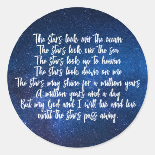Sticker Rond Belle prière chrétienne Stars Poem Night Sky