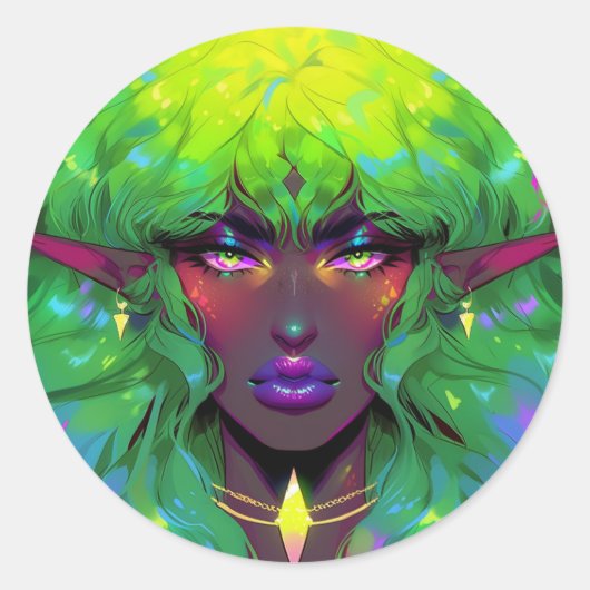 Sticker Rond Belle reine elfe glorieuse (Devant)