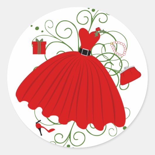 Sticker Rond Belle robe de Noël (Devant)