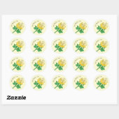 Sticker Rond Belle Rose Jaune (Feuille)