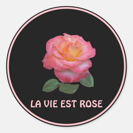 Sticker Rond Belle Rose Rose (Devant)