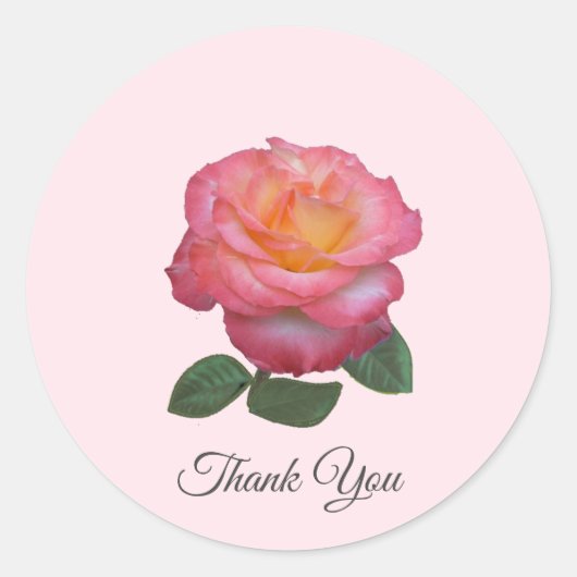 Sticker Rond Belle Rose Rose Merci (Devant)