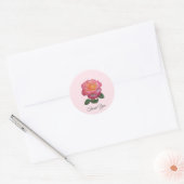 Sticker Rond Belle Rose Rose Merci (Enveloppe)
