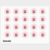 Sticker Rond Belle rose rose rose (Feuille)