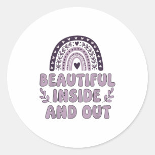 Sticker Rond Belle Selle De Lavande Arc-En-Ciel À L'Intérieur E