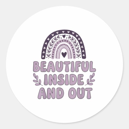 Sticker Rond Belle Selle De Lavande Arc-En-Ciel À L'Intérieur E (Devant)