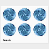 Sticker Rond Belle Spirale Bleue Belle Fractale Art (Feuille)