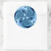 Sticker Rond Belle Spirale Bleue Belle Fractale Art (Sac)