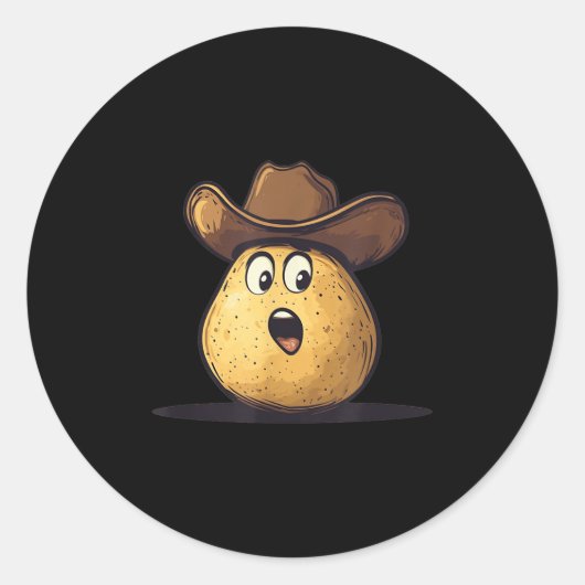 Sticker Rond Belle Tato Cowboy Avec Costume Casquette Ouest Sau (Devant)