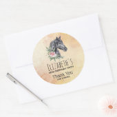 Sticker Rond Belle tête de cheval Portrait d'aquarelle Annivers (Enveloppe)