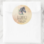 Sticker Rond Belle tête de cheval Portrait d'aquarelle Annivers (Sac)