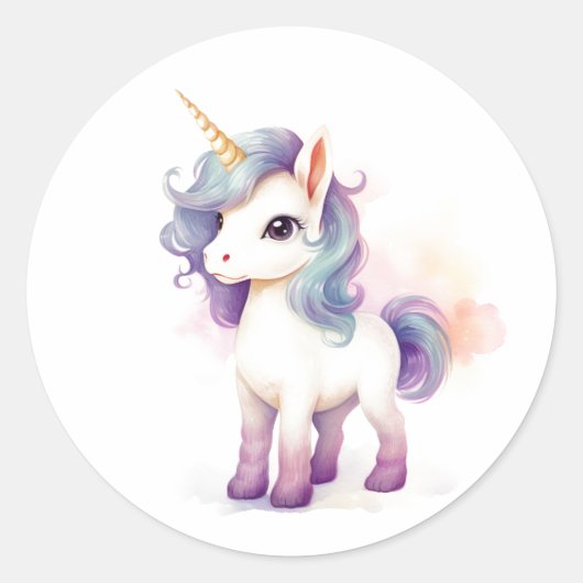 Sticker Rond Belle Unicorne Majestic (Devant)