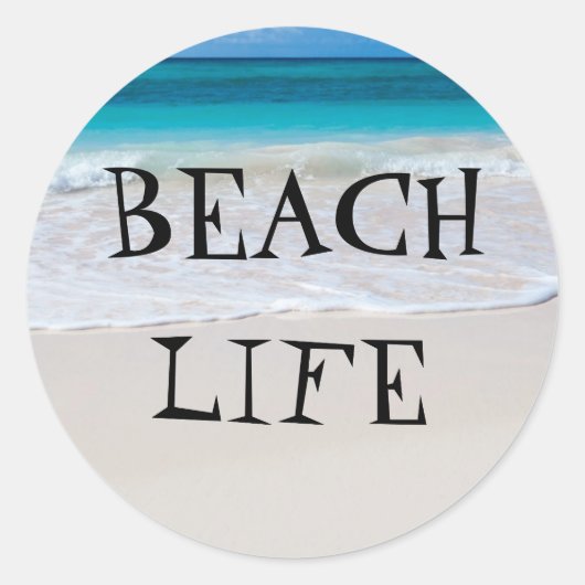 Sticker Rond Belle Vie Plage (Devant)