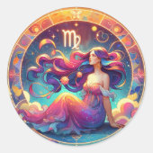 Sticker Rond Belle Vierge | Horoscope (Devant)