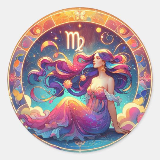 Sticker Rond Belle Vierge | Horoscope (Devant)