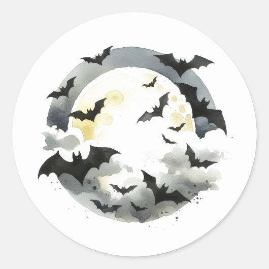 Sticker Rond Belles Chauves-Souris Halloween (Devant)