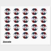 Sticker Rond Belles fleurs rouges et marines (Feuille)