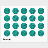 Sticker Rond Belles fleurs turquoises roses turquoises (Feuille)