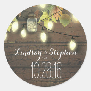 Sticker Rond belles lumières mason jars rustique mariage autoco