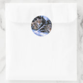 Sticker Rond Belles Peintures Deux Loups (Sac)