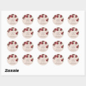 Sticker Rond Belles Roses Roses Roses Roses Roses Blanches Clas (Feuille)