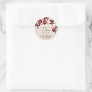 Sticker Rond Belles Roses Roses Roses Roses Roses Blanches Clas