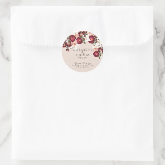 Sticker Rond Belles Roses Roses Roses Roses Roses Blanches Clas (Sac)