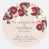 Sticker Rond Belles Roses Roses Roses Roses Roses Blanches Clas (Devant)