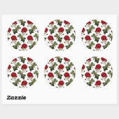Sticker Rond Belles Roses Rouges (Feuille)