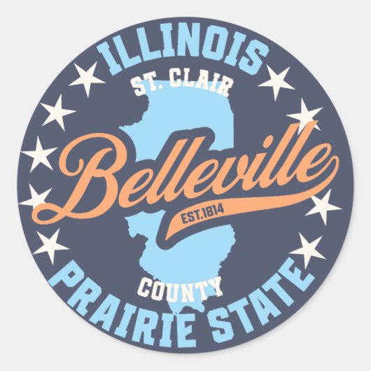 Sticker Rond Belleville, Illinois (Devant)