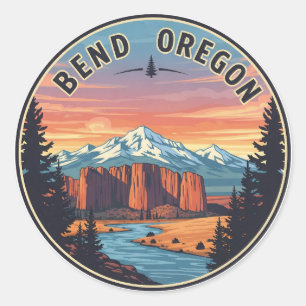 Sticker Rond Bend Oregon Coast Travel Carte postale